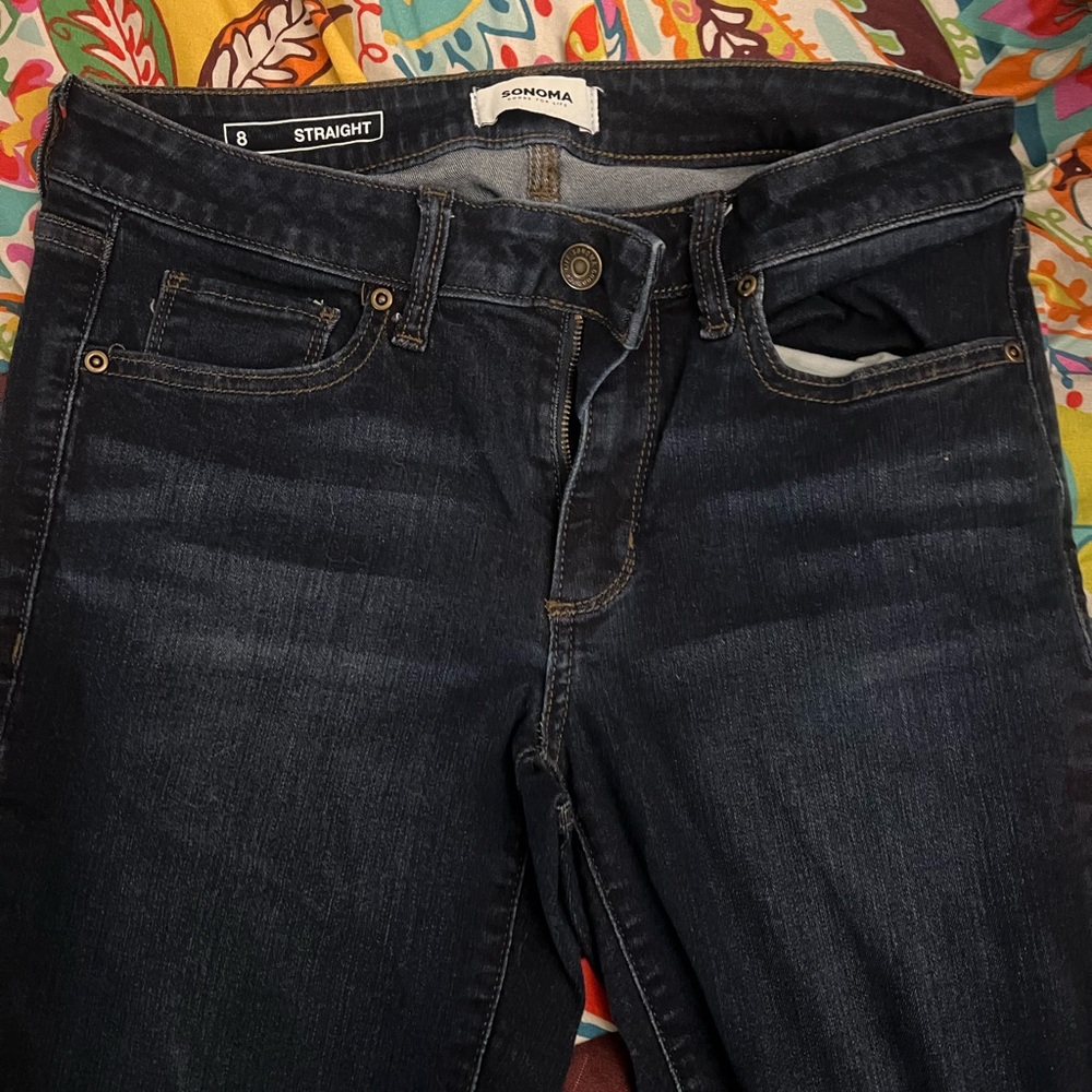Sonoma Women's Dark Blue Straight Leg Jeans - Size 8